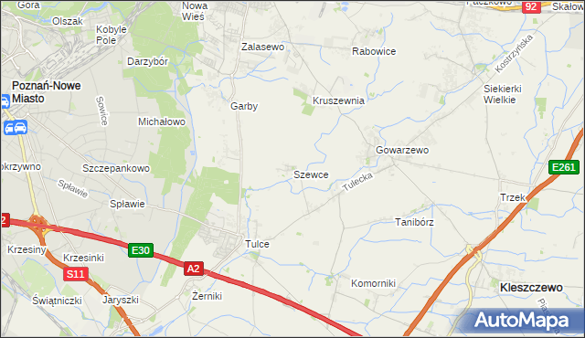 mapa Szewce gmina Kleszczewo, Szewce gmina Kleszczewo na mapie Targeo