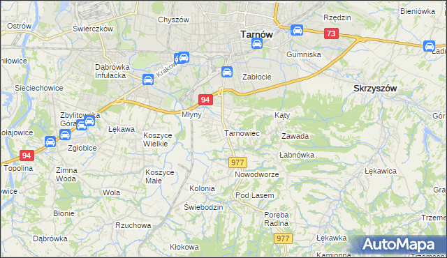 mapa Tarnowiec gmina Tarnów, Tarnowiec gmina Tarnów na mapie Targeo