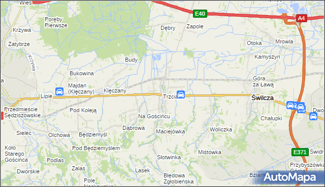 mapa Trzciana gmina Świlcza, Trzciana gmina Świlcza na mapie Targeo