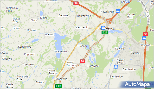 mapa Tuchom, Tuchom na mapie Targeo