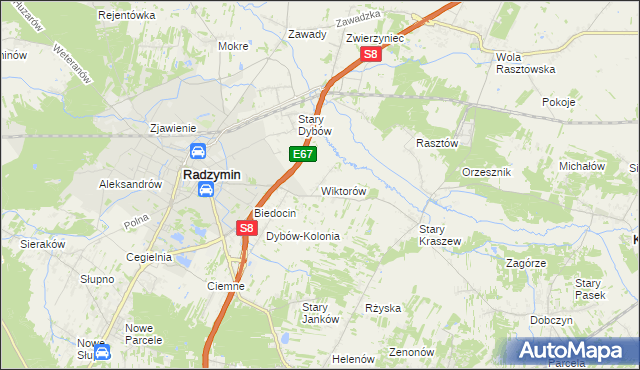 mapa Wiktorów gmina Radzymin, Wiktorów gmina Radzymin na mapie Targeo