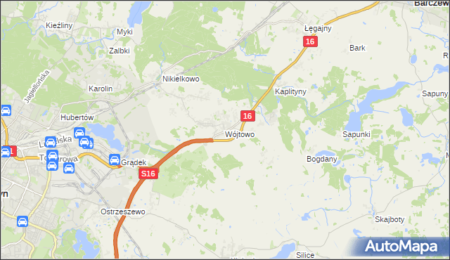 mapa Wójtowo gmina Barczewo, Wójtowo gmina Barczewo na mapie Targeo