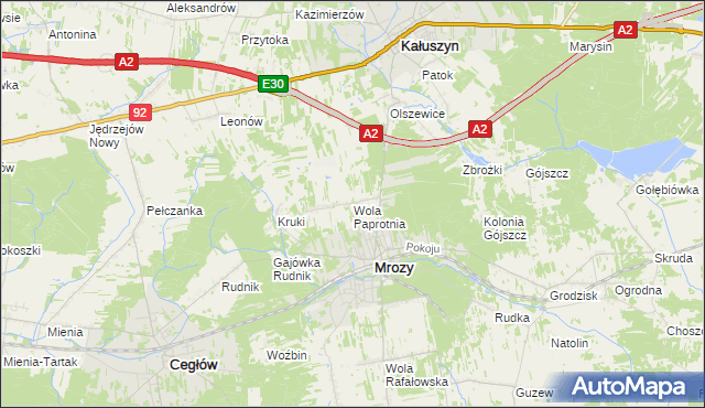 mapa Wola Paprotnia, Wola Paprotnia na mapie Targeo