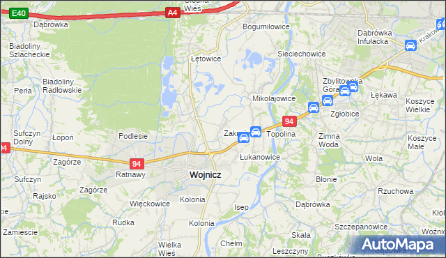 mapa Zakrzów gmina Wojnicz, Zakrzów gmina Wojnicz na mapie Targeo