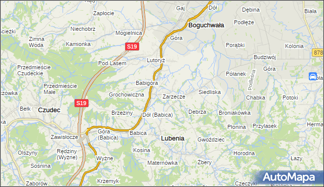 mapa Zarzecze gmina Boguchwała, Zarzecze gmina Boguchwała na mapie Targeo