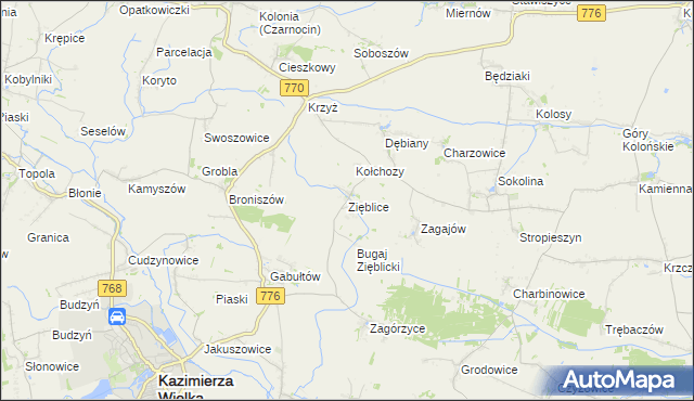 mapa Zięblice, Zięblice na mapie Targeo