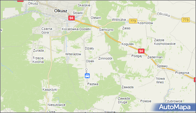 mapa Zimnodół, Zimnodół na mapie Targeo