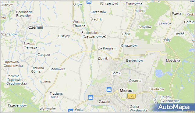 mapa Złotniki gmina Mielec, Złotniki gmina Mielec na mapie Targeo