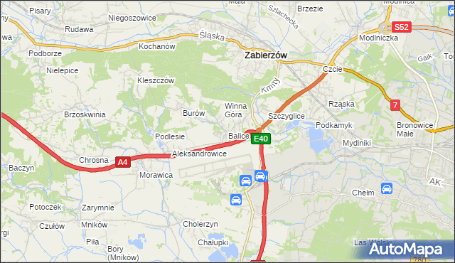 mapa Balice gmina Zabierzów, Balice gmina Zabierzów na mapie Targeo