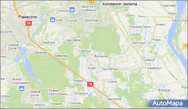 mapa Borowina gmina Konstancin-Jeziorna, Borowina gmina Konstancin-Jeziorna na mapie Targeo