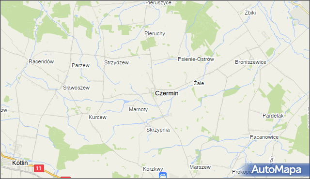 mapa Czermin powiat pleszewski, Czermin powiat pleszewski na mapie Targeo