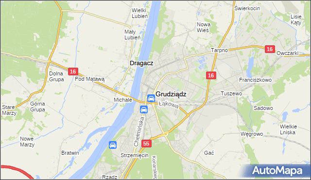 mapa Grudziądza, Grudziądz na mapie Targeo