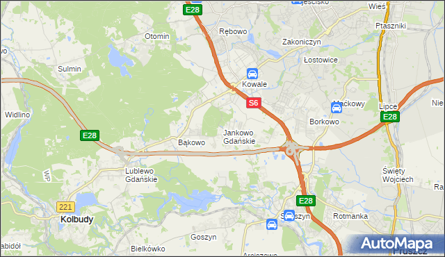 mapa Jankowo Gdańskie, Jankowo Gdańskie na mapie Targeo