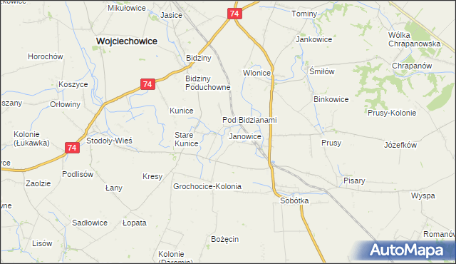 mapa Janowice gmina Ożarów, Janowice gmina Ożarów na mapie Targeo