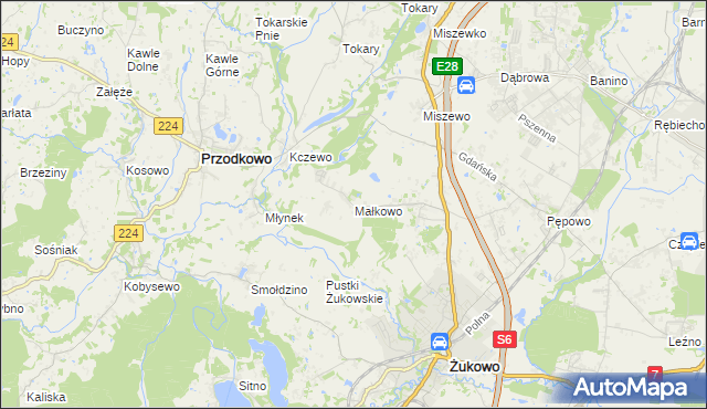 mapa Małkowo, Małkowo na mapie Targeo