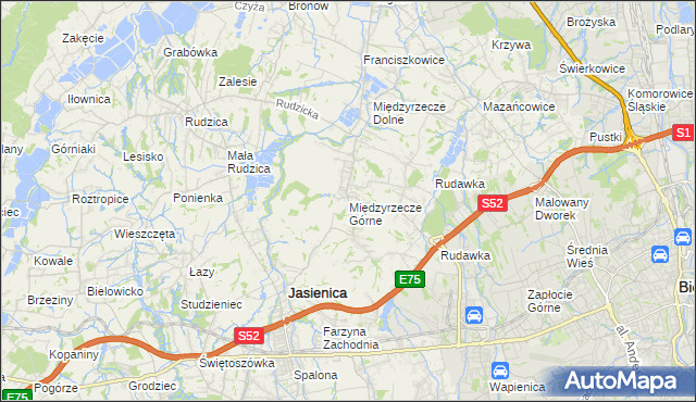 mapa Międzyrzecze Górne, Międzyrzecze Górne na mapie Targeo