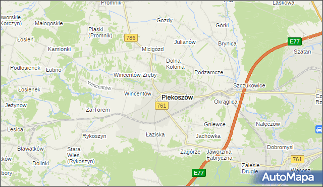 mapa Piekoszów, Piekoszów na mapie Targeo