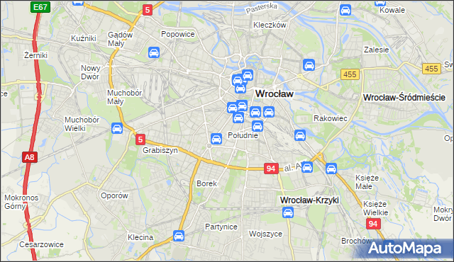 mapa Południe, Południe na mapie Targeo