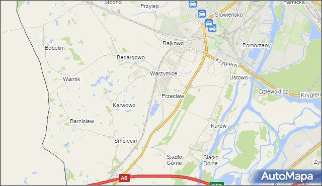 mapa Przecław gmina Kołbaskowo, Przecław gmina Kołbaskowo na mapie Targeo