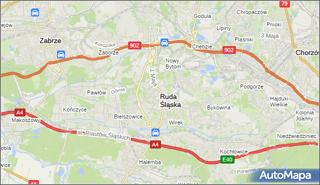 mapa Rudy Śląskiej, Ruda Śląska na mapie Targeo