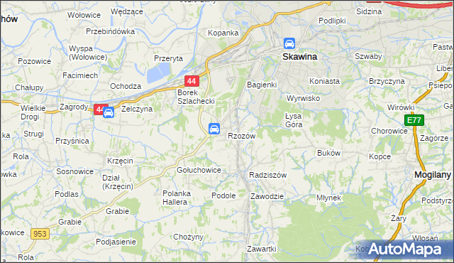 mapa Rzozów, Rzozów na mapie Targeo