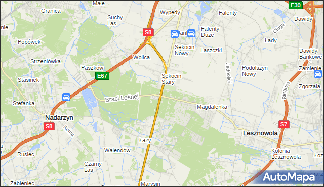 mapa Sękocin-Las, Sękocin-Las na mapie Targeo