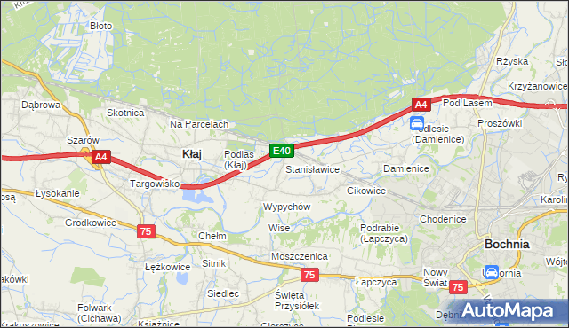 mapa Stanisławice gmina Bochnia, Stanisławice gmina Bochnia na mapie Targeo