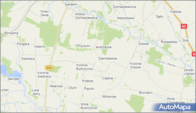 mapa Stanisławów gmina Ulan-Majorat, Stanisławów gmina Ulan-Majorat na mapie Targeo