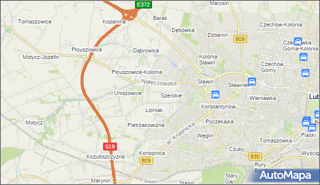 mapa Szerokie gmina Konopnica, Szerokie gmina Konopnica na mapie Targeo