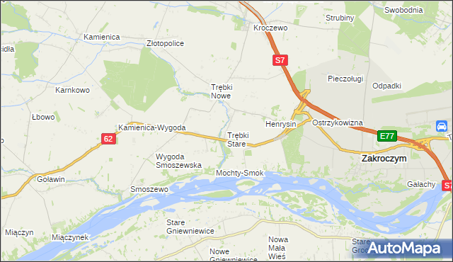 mapa Trębki Stare, Trębki Stare na mapie Targeo