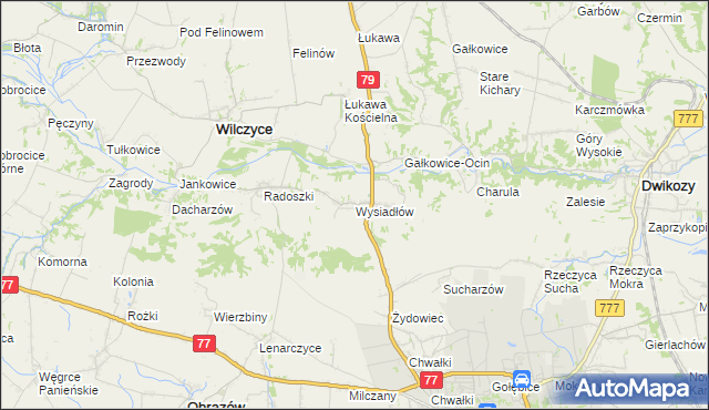 mapa Wysiadłów, Wysiadłów na mapie Targeo