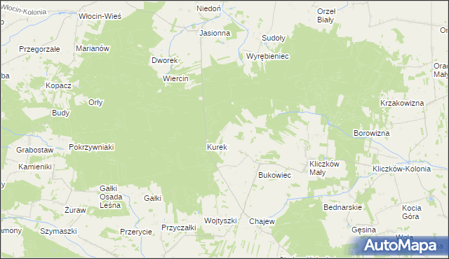 mapa Bugaj gmina Brąszewice, Bugaj gmina Brąszewice na mapie Targeo