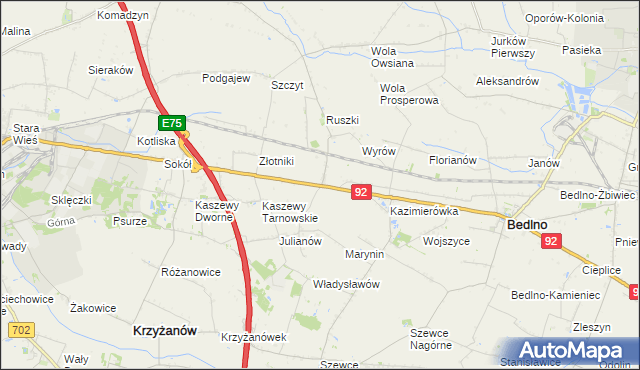 mapa Groszki gmina Bedlno, Groszki gmina Bedlno na mapie Targeo