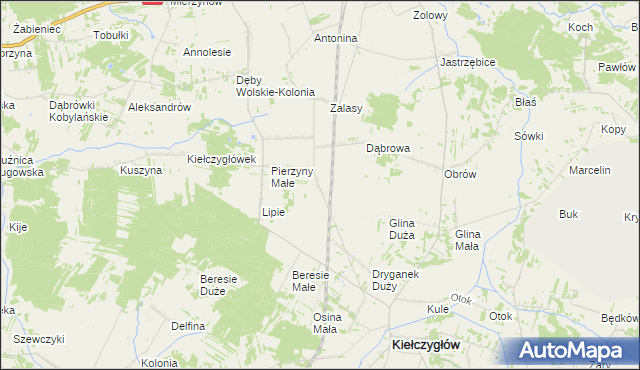 mapa Huta gmina Kiełczygłów, Huta gmina Kiełczygłów na mapie Targeo