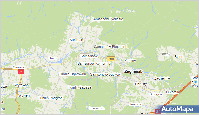 mapa Janaszów gmina Zagnańsk, Janaszów gmina Zagnańsk na mapie Targeo