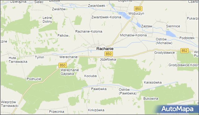 mapa Józefówka gmina Rachanie, Józefówka gmina Rachanie na mapie Targeo
