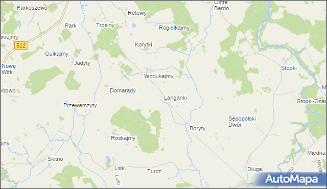 mapa Langanki gmina Sępopol, Langanki gmina Sępopol na mapie Targeo