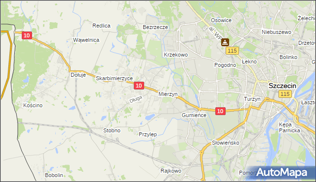 mapa Mierzyn gmina Dobra (Szczecińska), Mierzyn gmina Dobra (Szczecińska) na mapie Targeo