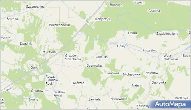 mapa Urszulin gmina Nowodwór, Urszulin gmina Nowodwór na mapie Targeo