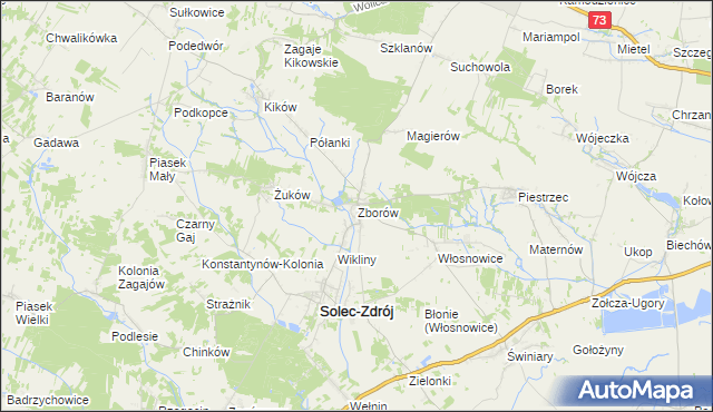 mapa Zborów gmina Solec-Zdrój, Zborów gmina Solec-Zdrój na mapie Targeo