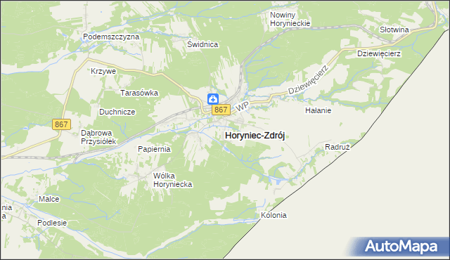 mapa Horyniec-Zdrój, Horyniec-Zdrój na mapie Targeo