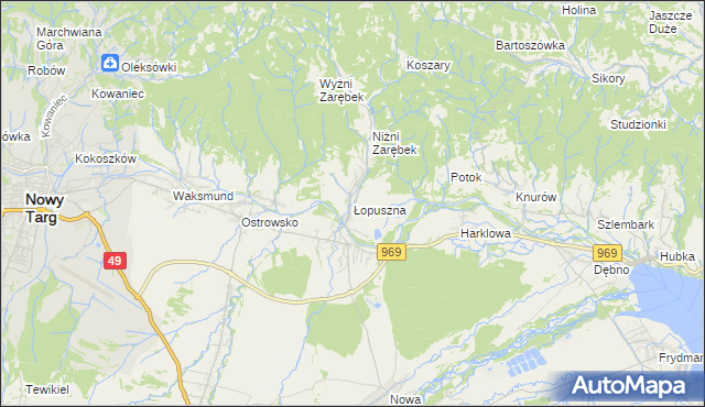 mapa Łopuszna, Łopuszna na mapie Targeo