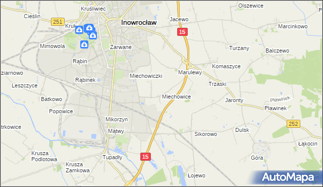 mapa Miechowice gmina Inowrocław, Miechowice gmina Inowrocław na mapie Targeo