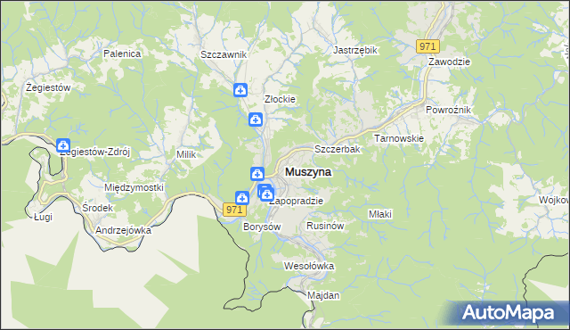 mapa Muszyna, Muszyna na mapie Targeo