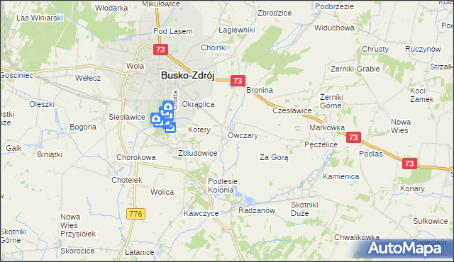 mapa Owczary gmina Busko-Zdrój, Owczary gmina Busko-Zdrój na mapie Targeo