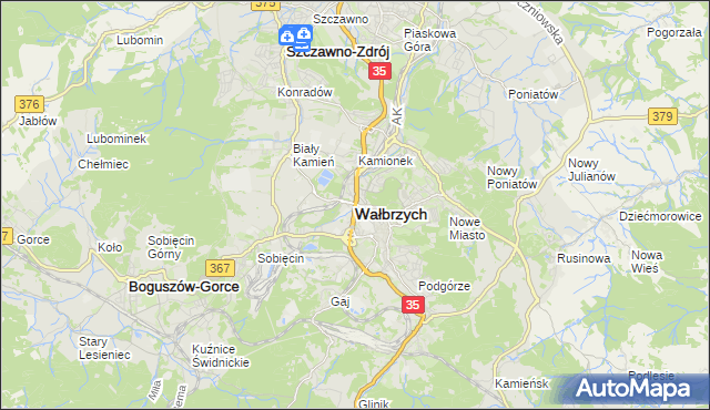 mapa Wałbrzycha, Wałbrzych na mapie Targeo
