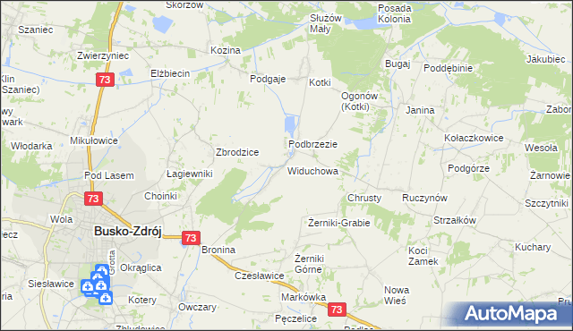 mapa Widuchowa gmina Busko-Zdrój, Widuchowa gmina Busko-Zdrój na mapie Targeo