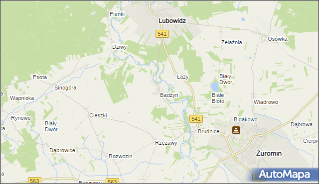 mapa Bądzyn, Bądzyn na mapie Targeo