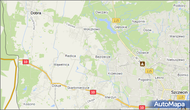 mapa Bezrzecze, Bezrzecze na mapie Targeo