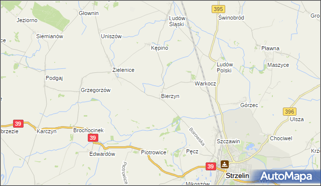 mapa Bierzyn gmina Strzelin, Bierzyn gmina Strzelin na mapie Targeo